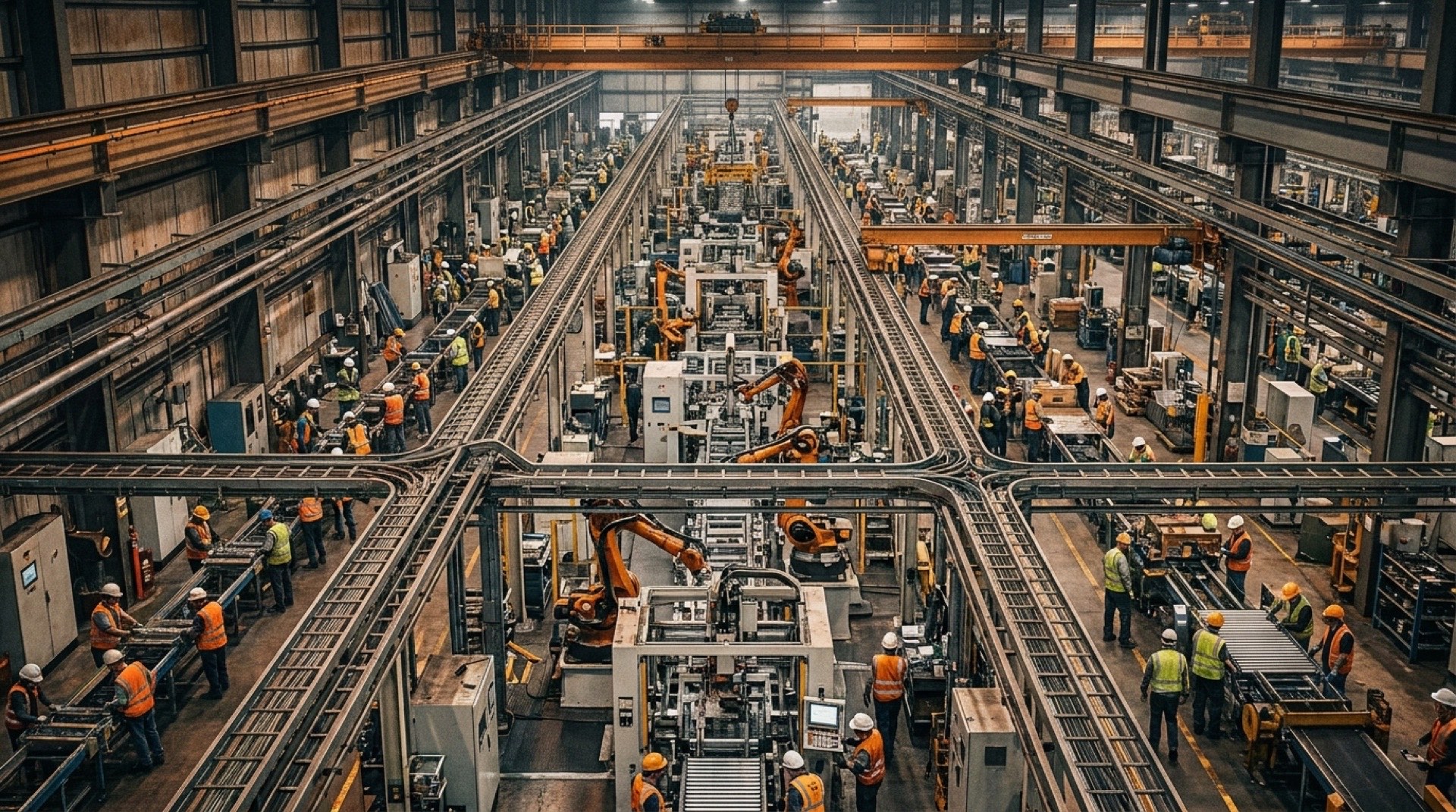 Modern manufacturing facility with precision production lines